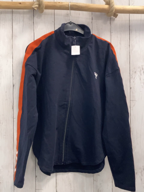 Hummel  Joggingjacke  Gr. 164  bau rost Streifen mit weißen Zackenstreifen  am Ärmel 