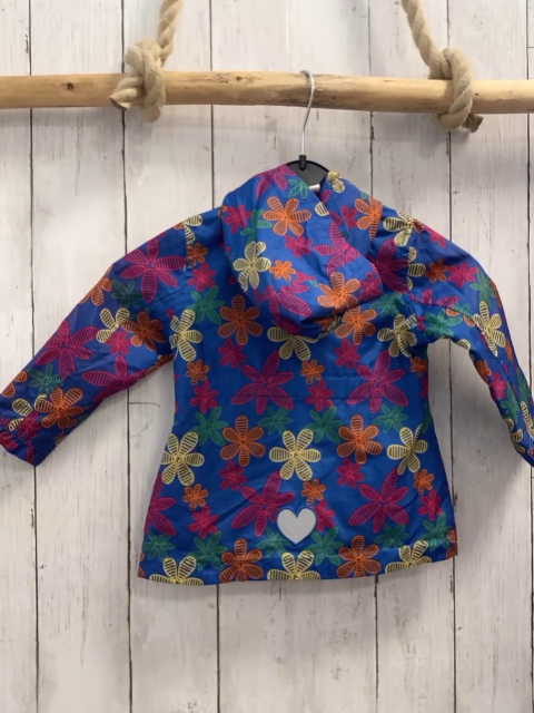   Regenjacke  Gr. 74  blau bunte Bumen Kapuze 