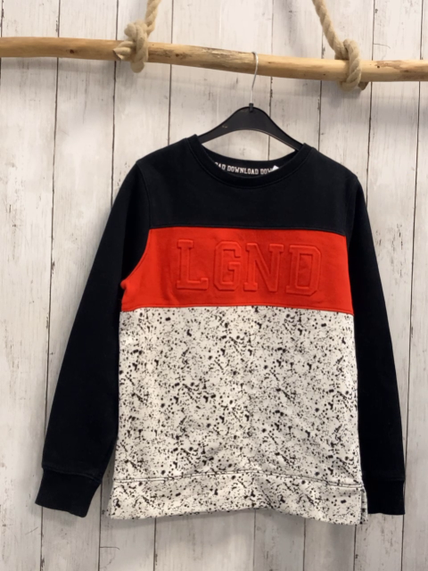   Pullover  Gr. 146/152  schwarz rot +weiß mit schwarzen Punkten 