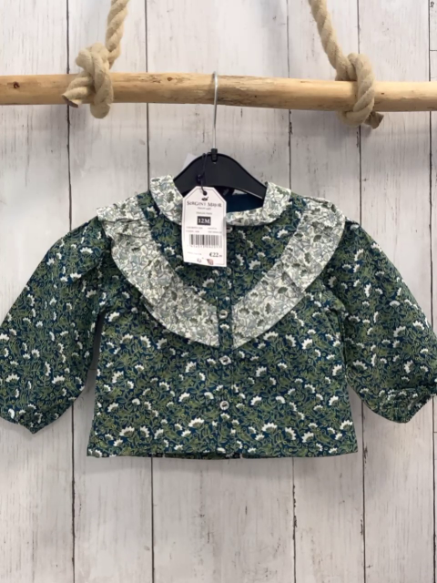 neu Sergent Major  Bluse  Gr. 74   grün weiße Blumen weißer Kragen mit Blumen NP 22,99 € 