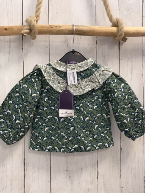 neu Sergent Major  Bluse  Gr. 74   grün weiße Blumen weißer Kragen mit Blumen NP 22,99 € 