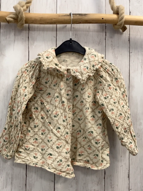 H&M  Bluse  Gr. 92  creme Blumen braune Blätter 