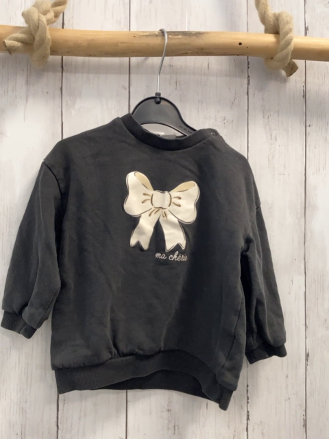 H&M Pullover  Gr. 92  dunkelgrau creme beige Schleife 