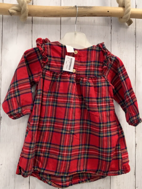 H&M Kleid  Gr. 74  rot bunt kariert Rüschenbund 