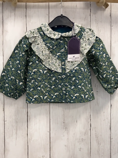 Sergent Major  Bluse  Gr. 74  petrol grün weiß + Blumen + Vögel NP 22,99 € 