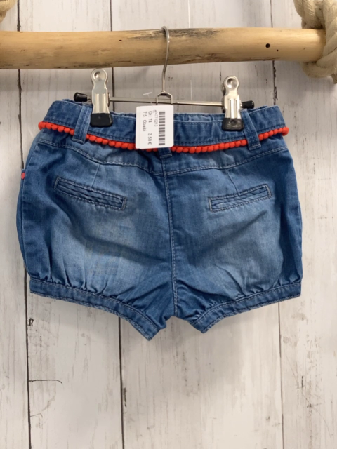 Obaibi Shorts  Gr. 74  blau Jeans Gürtel mit roten Bommeln 
