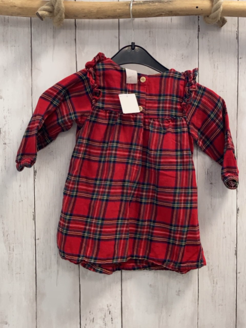 H&M  Kleid  Gr. 74  rot bunt kariert Rüschenbund 
