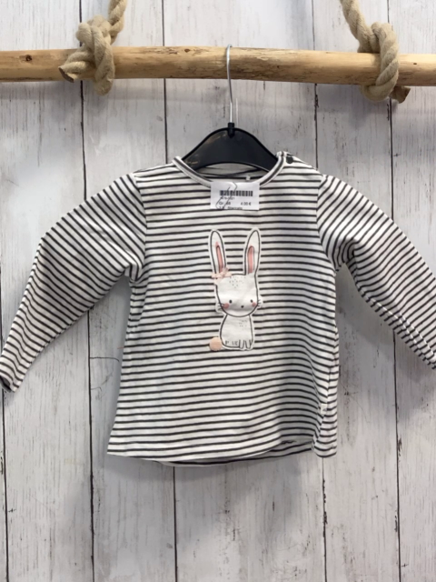 Staccato  Langarmshirt  Gr. 68  weiß graue Streifen Hase 