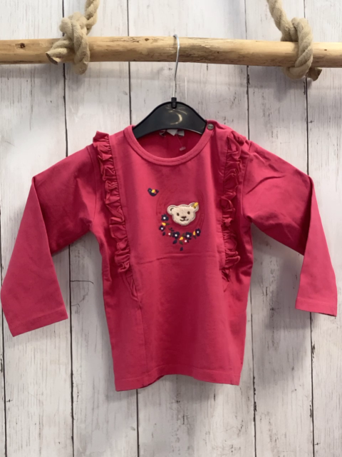 Steiff  Langarmshirt  Gr. 80  pink Plüschbärenkopf Blumen Rüschen 