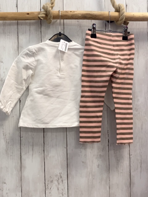 2tlg Mayoral  Pullover + Leggings  Gr. 86  weiß Tiergesicht + rosa braune Streifen 