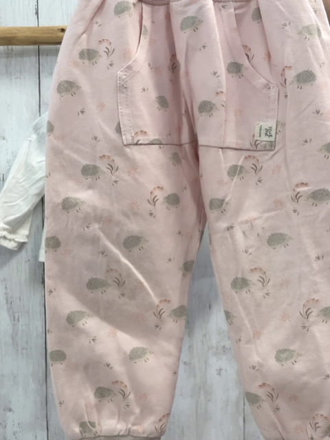 2tlg Mayoral  Langarmshirt + Jogginghose  Gr. 86  weiß mit Kragen Plüschigel goldene Glitzerschrift + rosa mit Igeln 