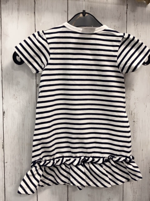 Steiff  Kleid  Gr. 74   weiß schwarze Streifen Plüschbärenkopf mit rosa Tuch 