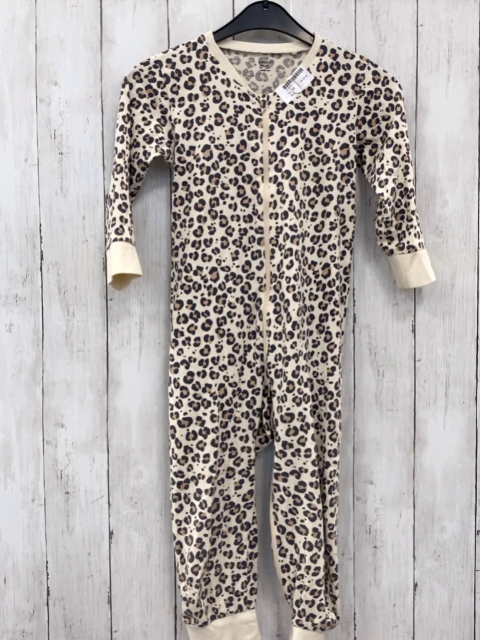  Schlafanzug  Gr. 80  creme braun grau leoprint 