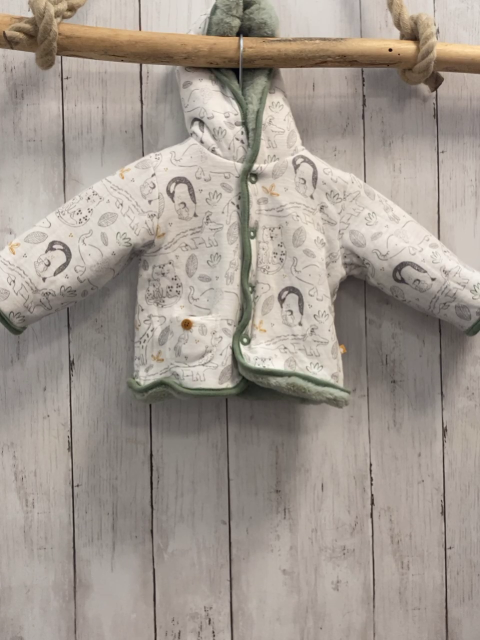 feetje Wendejacke Gr. 62  mint Plüsch + weiß Tiere Blätter
