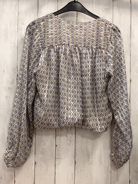 Zara  Bluse Gr. S  beige blau goldener Druck 