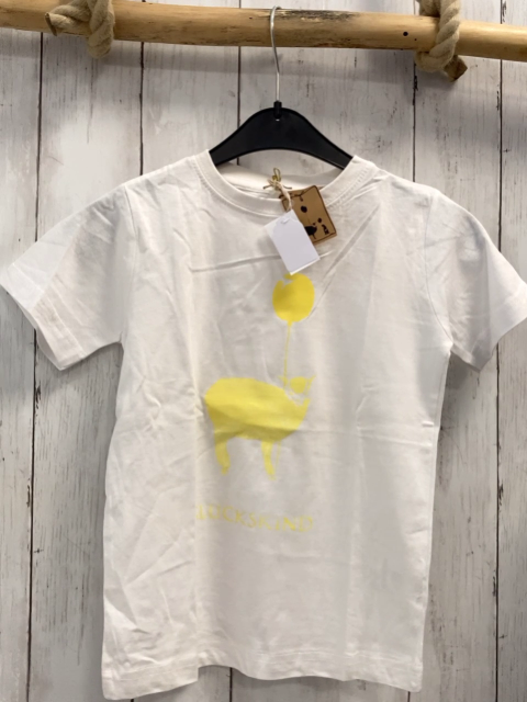 neu  T-Shirt  Gr. 110  weiß gelbes Schaf + Schrift 