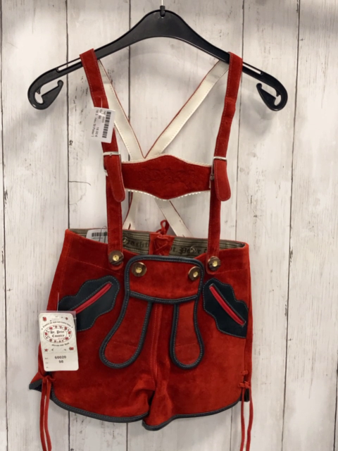 neu St Peter Trachten  Ledershorts  Gr. 98  rot grauer Bund mit Latz 