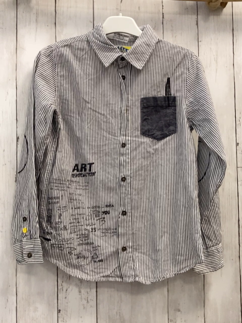 Desigual  Hemd  Gr. 134/140  grau weiße Streifen Schrift 