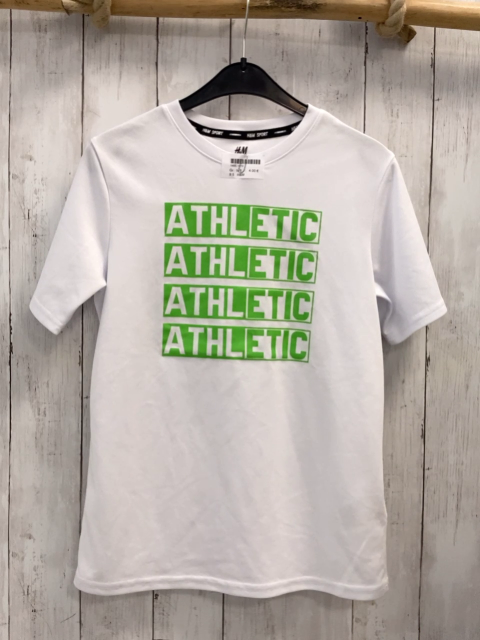 H&M Sportshirt Gr. 146  weiß grüne Schrift