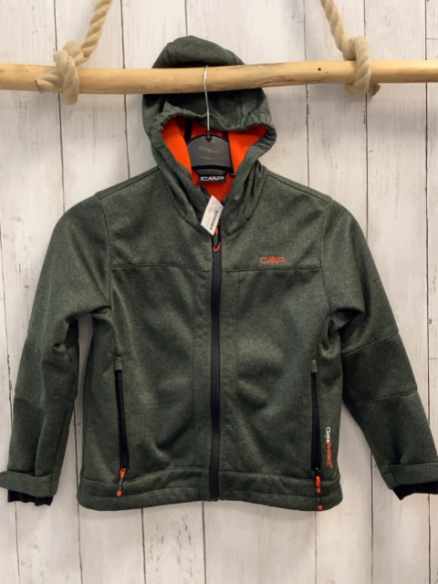 CMP Softshelljacke Gr. 128  oliv meliert schwarzer Bund