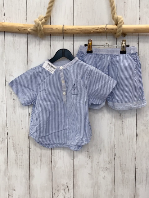 2tlg Jacadi Sommerhemd + Shorts Gr. 92  blau weiße Streifen