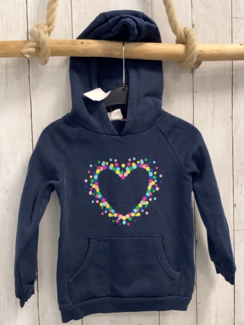   Pullover  Gr. 104  blau Kapuze Herz aus kleinen bunten Punkten 