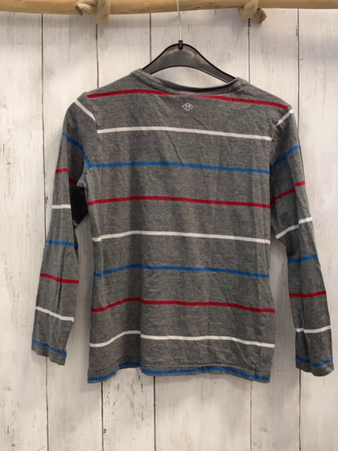 S´Oliver  Langarmshirt  Gr. 140  grau + weiß hellblau rote Streifen Löwenkopf 