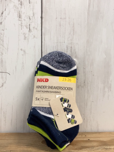 neu 5Paar Socken  Gr. 23/26  blau grau weiß hellgrün 