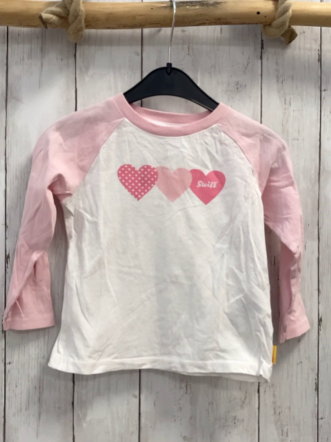 Steiff  Langarmshirt  Gr. 92  weiß rosa Ärmel Herzen 