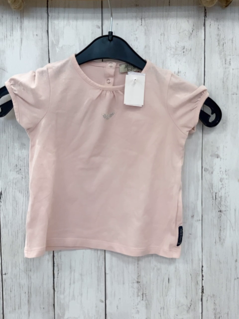 Armani Baby T-Shirt Gr. 80  rosa Logo aus kleinen Steinchen