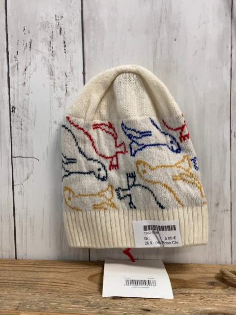 neu Bobo Choses  Mütze Gr. Baby one size creme Strick bunte Seehunde 