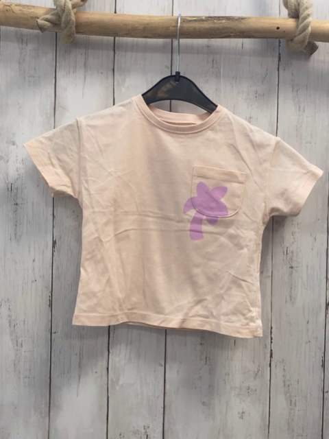Zara  T-Shirt  Gr. 92  creme rosa Palme + Schrift 
