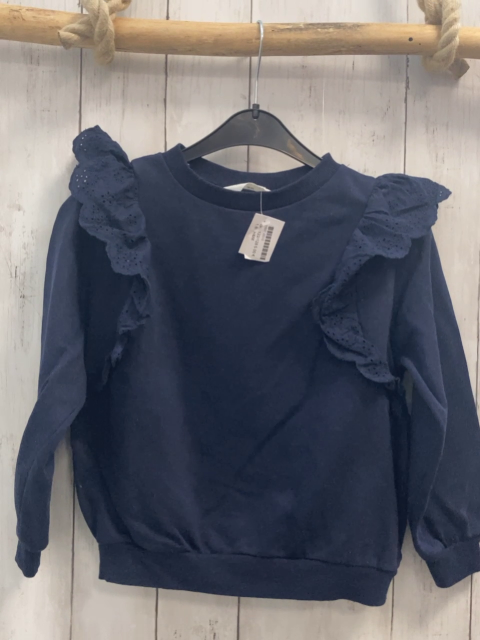 H&M  Pullover  Gr. 122/128  blau Rüschen mit Lochstickerei 