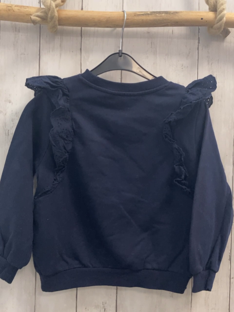 H&M  Pullover  Gr. 122/128  blau Rüschen mit Lochstickerei 