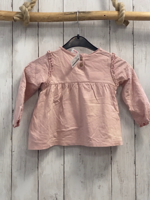 Zara  Langarmshirt  Gr. 92  rosa bestickt Rüschen 