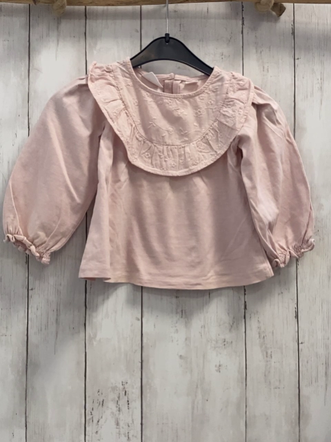 Zara  Langarmshirt  Gr. 98  rosa bestickt Rüschen 