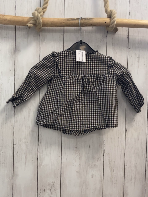 Zara  Bluse  Gr. 86  schwarz beige kariert Rüschen
