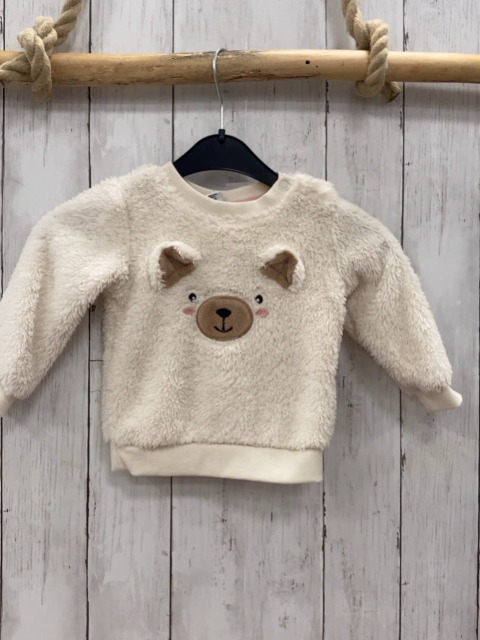 Dopodopo Pullover  Gr. 68  creme Plüsch Bärengesicht 