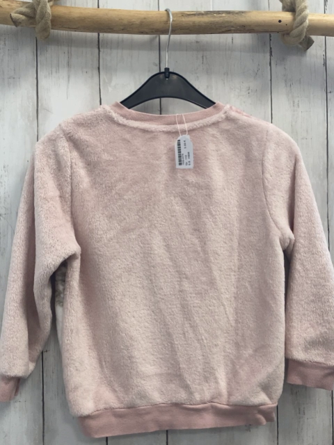 H&M  Pullover  Gr. 110  rosa Plüsch Tannenbäume Kaninchen 