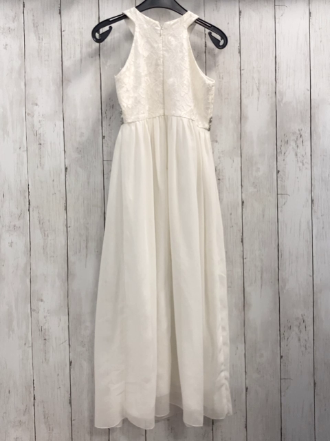   Kleid  Gr. 128  weißes Oberteil mit Stickerei silber Glitzergürtelstreifen 2 lagiger Rock