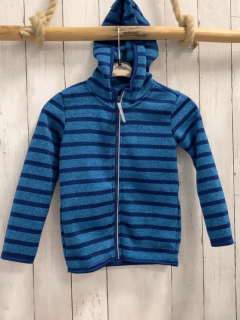   Strickjacke   Gr. 110/116  blau hellblau Streifen Kapuze 