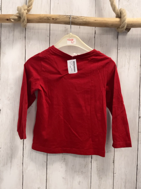 H&M  Langarmshirt  Gr. 92  rot weiße Schrift Rudolph im grünen Auto 