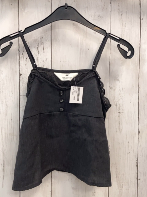 H&M  Sommerbluse  Gr. 134  grau Struktur Netzbund mit Lochstickerei