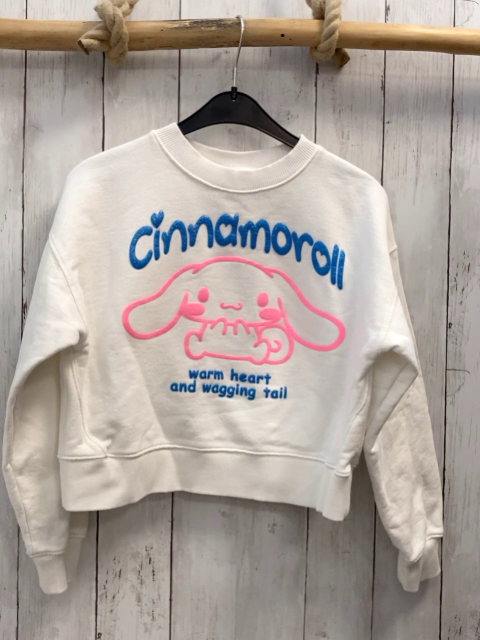 Zara  Pullover  Gr. 140  weiß pink Hund blaue Schrift 