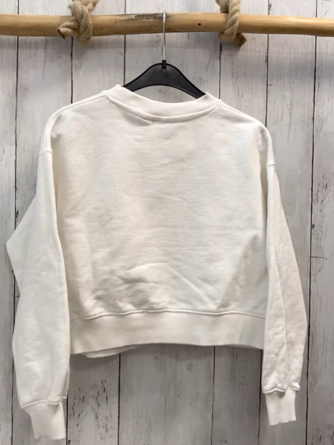 Zara  Pullover  Gr. 140  weiß pink Hund blaue Schrift 