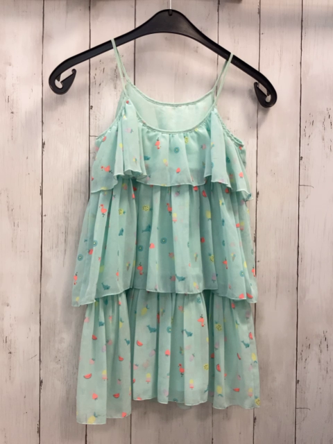 H&M  Kleid  Gr. 128  mint Rüschen kleine Bilder 