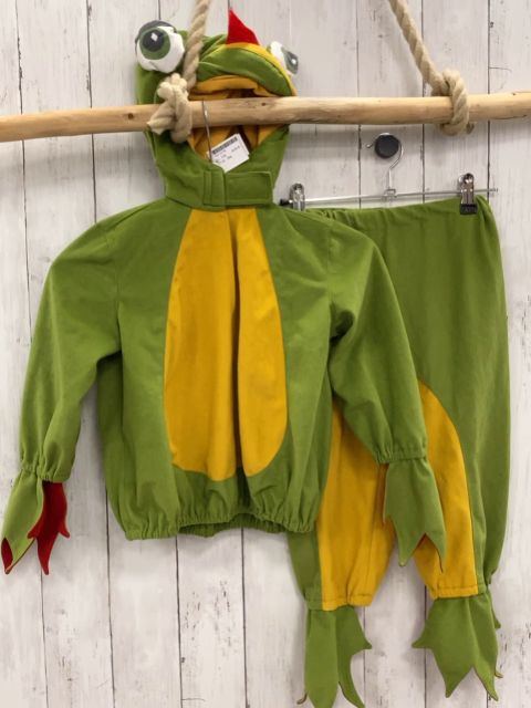 2tlg  Karnevalkostüm  Gr. 116  hellgrün gelb Frosch Oberteil mit Kapuze + Hose 