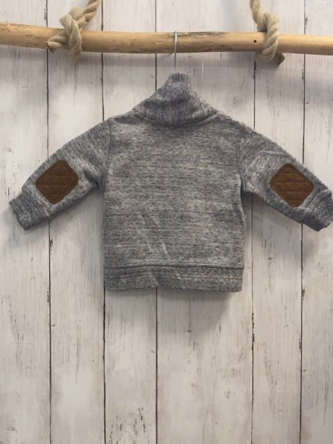 H&M  Sweatjacke  Gr. 68  hellgau braune Aufnäher an den Ellenbogen 