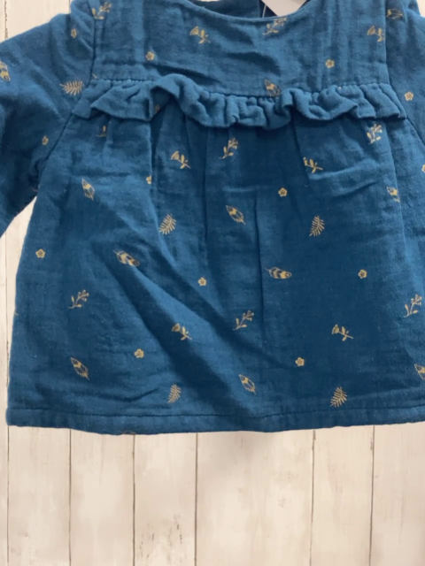 2tlg Sergent Major  Bluse + Leggings  Gr. 68  blau goldene Blätter + rosa Struktur blaue Scheife 