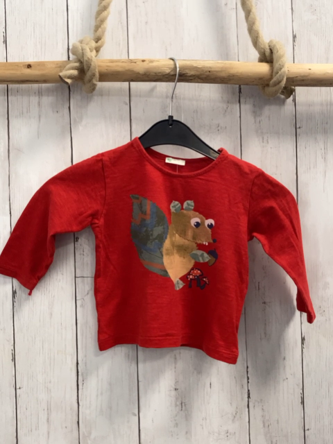 benetton Langarmshirt Gr. 74  rot Eichhörnchen